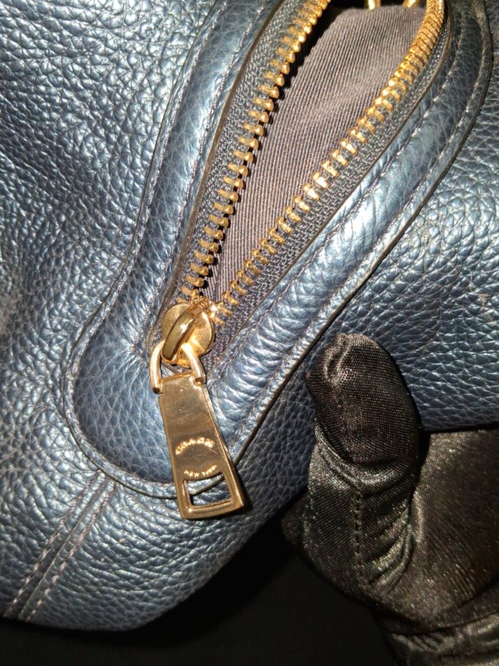 Coach Lexy Metallic Navy Blue Leather Shoulder Bag F38879 - Picture 6 of 9